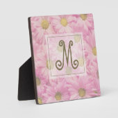 Cute Monogram Roze Daisy Custom Fotoplaat (Voorkant)