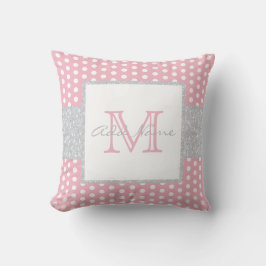 Cute Monogram roze Rose Polka Dot Baby Boy Pillow Kussen