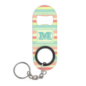 Cute Monogram Summer Stripes Mini Flessenopener (Voorkant)