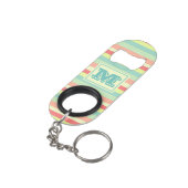 Cute Monogram Summer Stripes Mini Flessenopener (Achterkant Gekanteld)