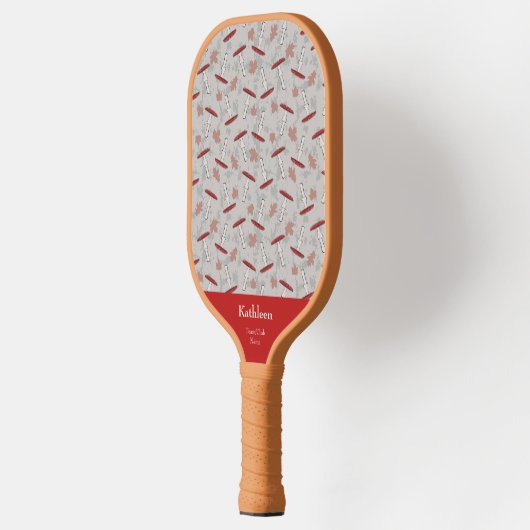 Cute Monogram Team/Club Name with Autumn Mushrooms Pickleball Paddle (Links)