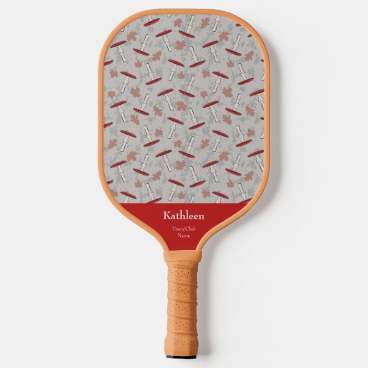 Cute Monogram Team/Club Name with Autumn Mushrooms Pickleball Paddle (Achterkant)