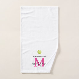 Cute Monogram Tennis Towel Player Girl Initials Handdoek