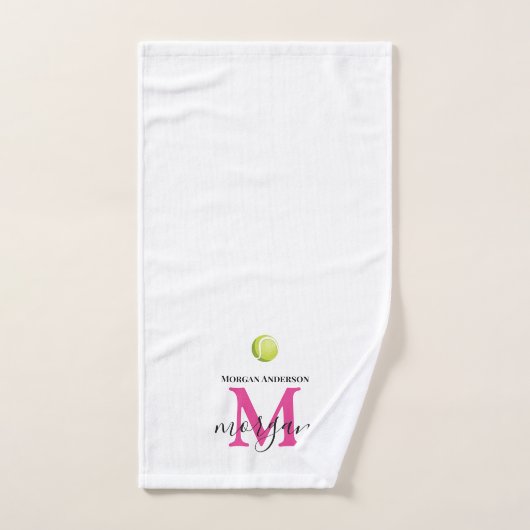 Cute Monogram Tennis Towel Player Girl Initials Handdoek (Handdoek)