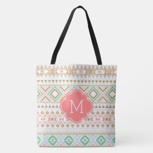 Cute Monogram Tribal Geïnspireerd Patroon Tote Bag