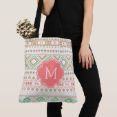 Cute Monogram Tribal Geïnspireerd Patroon Tote Bag (Dichtbij)