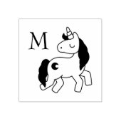 Cute Monogram Unicorn Custom Initiaal Rubberstempel (Afrduk)