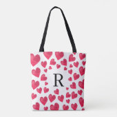 Cute Monogram Valentijnsdag Harten Tote Bag (Achterkant)