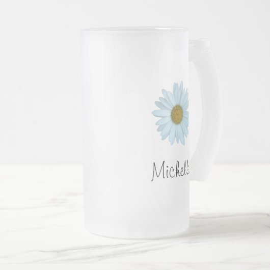 Cute Monogram White Daisy Matglas Bierpul (Voorkant rechts)