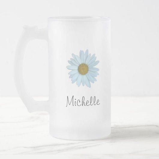 Cute Monogram White Daisy Matglas Bierpul (Links)