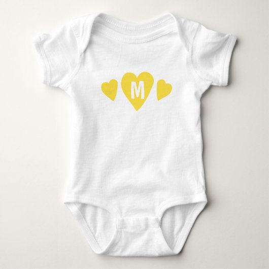 Cute Monogram Yellow Hearts Romper (Voorkant)