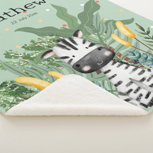 Cute monogram Zebra in het oerwoud Griekenland Sherpa Deken (3/4)