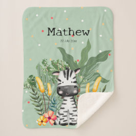 Cute monogram Zebra in het oerwoud Griekenland Sherpa Deken