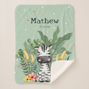 Cute monogram Zebra in het oerwoud Griekenland Sherpa Deken