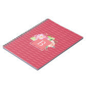 Cute Monogramed Abstract Roze en Roze Koraal Flora Notitieboek (Linkerzijde)