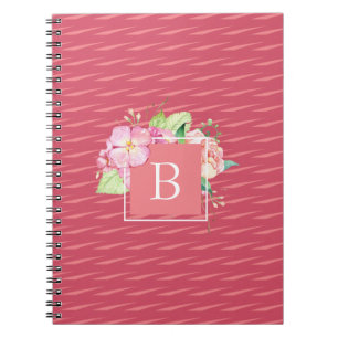 Cute Monogramed Abstract Roze en Roze Koraal Flora Notitieboek