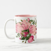 Cute monogramed floral.Rozen Tweekleurige Koffiemok (Links)