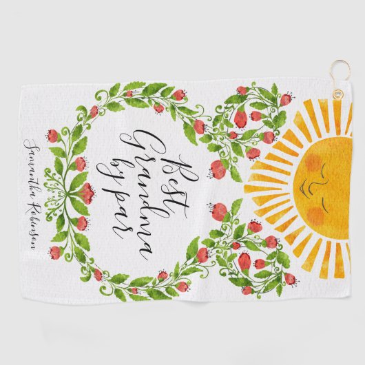 Cute Monogrammed Best Grandma by Par Golfhanddoek (Horizontaal)