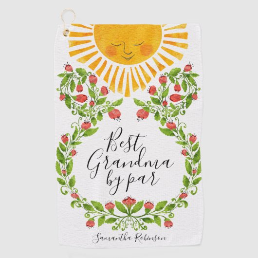 Cute Monogrammed Best Grandma by Par Golfhanddoek (Voorkant)