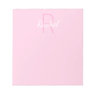 Cute Monogrammed Girl's Name   Roze en wit Notitieblok
