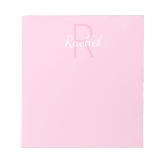 Cute Monogrammed Girl's Name | Roze en wit Notitieblok (Voorkant)