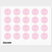 Cute Monogrammed Girl's Name | Roze en wit Ronde Sticker (Vel)