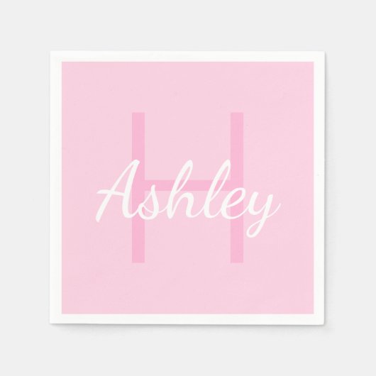 Cute Monogrammed Girl's Name | Roze en wit Servet (Voorkant)