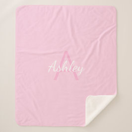 Cute Monogrammed Girl's Name | Roze en wit Sherpa Deken