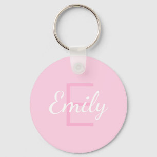Cute Monogrammed Girl's Name   Roze en wit Sleutelhanger