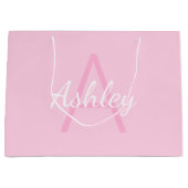 Cute Monogrammed Girl's Name | Zacht roze en wit Groot Cadeauzakje (Voorkant)