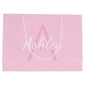 Cute Monogrammed Girl's Name | Zacht roze en wit Groot Cadeauzakje (Achterkant)