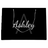 Cute Monogrammed Girl's Name | Zwart-wit Groot Cadeauzakje (Voorkant)
