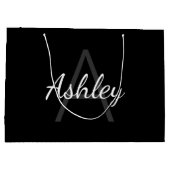 Cute Monogrammed Girl's Name | Zwart-wit Groot Cadeauzakje (Achterkant)