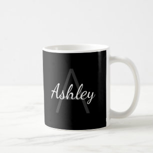 Cute Monogrammed Girl's Name Zwart-wit Koffiemok