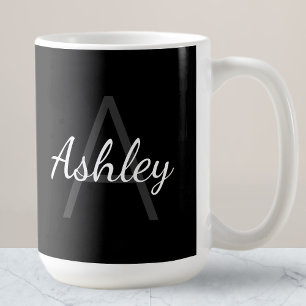 Cute Monogrammed Girl's Name   Zwart-wit Koffiemok