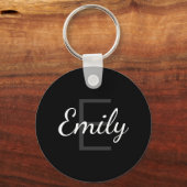 Cute Monogrammed Girl's Name | Zwart-wit Sleutelhanger (Voorkant)