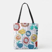Cute Monogrammed Name Abstract Fun Floral Stylish Tote Bag (Achterkant)