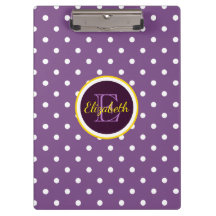 Cute Monogrammed Paarse Polka Dots