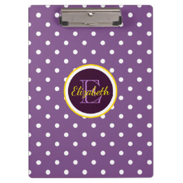 Cute Monogrammed Paarse Polka Dots Klembord