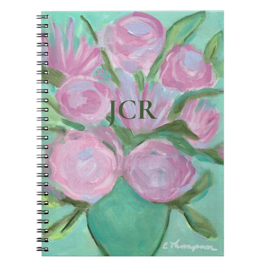 Cute Monogrammed Petals in Roze Notitieboek (Voorkant)