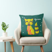 Cute monogrammed raccoon nursery decor boy groene kussen (Stoel)