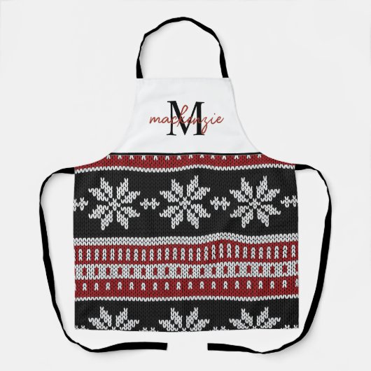 Cute Monogrammed Schort met kerstkeuken (Voorkant)