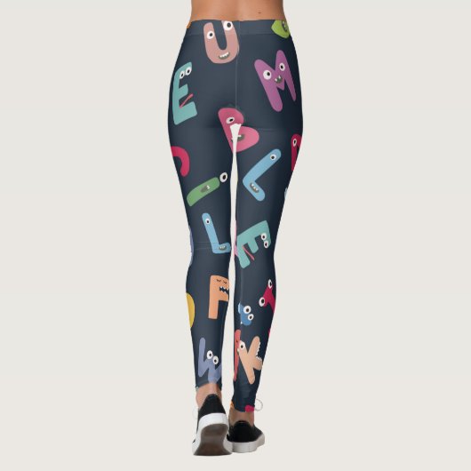 Cute monster alphabets leggings (Achterkant)