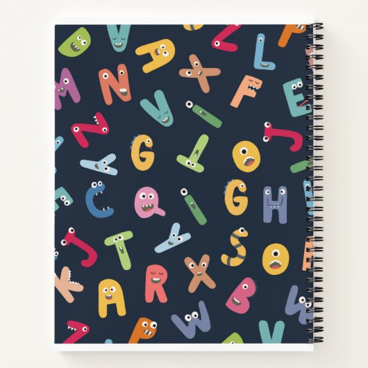 Cute Monster Alphabets Notitieboek (Achterkant)