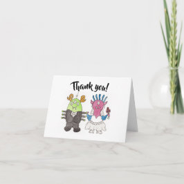 Cute Monster Alternatief Trouw Huwelijk Bedankkaar Bedankkaart