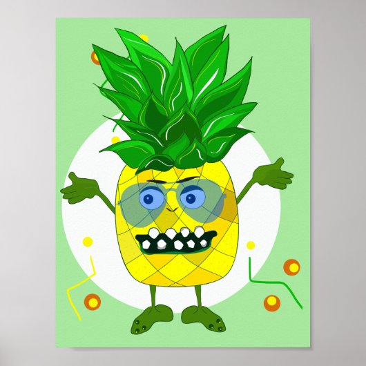 Cute monster ananananas illustratie poster (Voorkant)