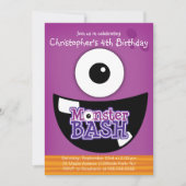 Cute Monster Bash Birthday Party Invitations Kaart (Voorkant)