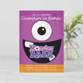 Cute Monster Bash Birthday Party Invitations Kaart (Staand voorkant)