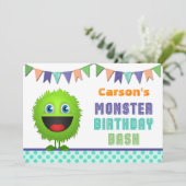 Cute Monster Birthday Bash Kaart (Staand voorkant)