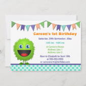 Cute Monster Birthday Bash Kaart (Achterkant)